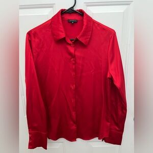 Dynamite Brand Size S Red Satin Button-up Blouse